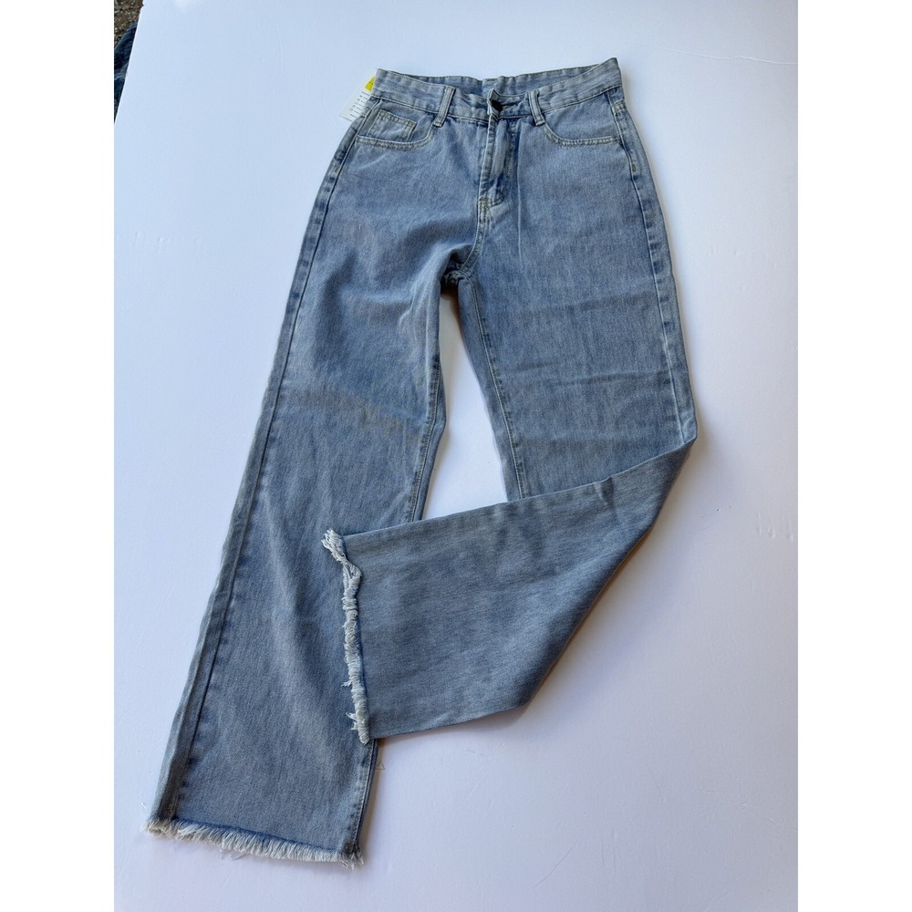 NXH Women's Straight-Leg Jeans Blue With Pocket High‎ Rise Sz W28 X L29